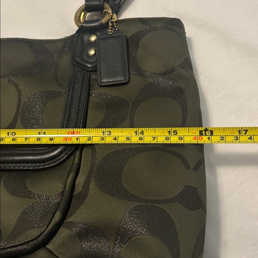 VTG Coach Campbell Signature Metallic Green Carryall Satchel Shoulder Bag F26246 - Picture 5 of 16
